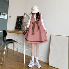 设计感小众日系软妹蓬蓬裙秋冬季新款显瘦灯芯绒学院风连衣裙套装