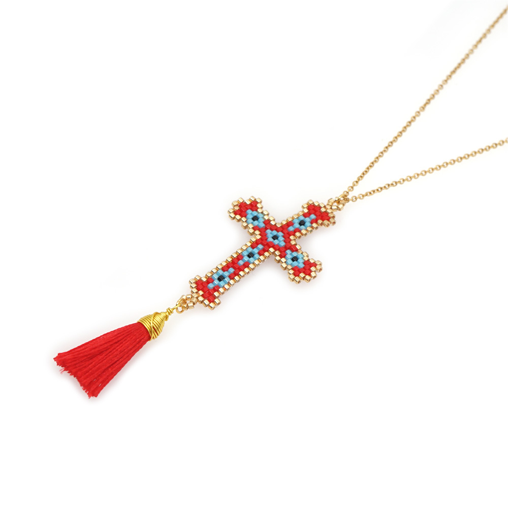 1 Piece Fashion Cross glass Plating Rhinestones Womenu0027S Pendant Necklace