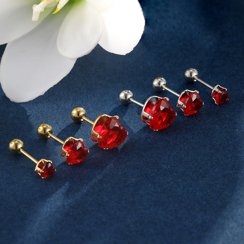 Pendientes de Gema artificial azul japonés y coreano personalidad de la moda pendientes de la gema de la hebilla del giro del tornillo del acero inoxidable de la joyería de Xupin