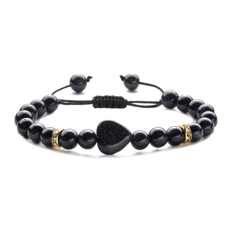 Europa y América transfronteriza AliExpress moda ágata Ojo de Tigre piedra blanca turquesa pulsera en forma de corazón pulsera tejida con cuentas de piedra