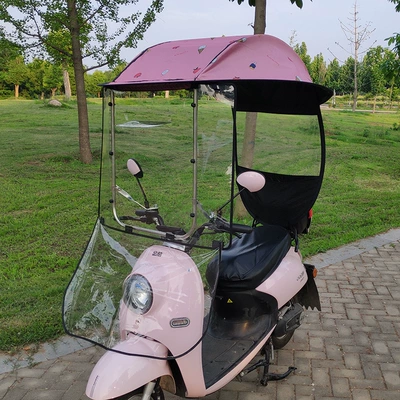 Elektromobil üçün ön şüşə çətiri (günlük) – electric scooter sunshade - stainless-steel-version-ice-strawberry-suitable-for-all-seasons-suitable-for-vehicles-with-rearview-mirrors