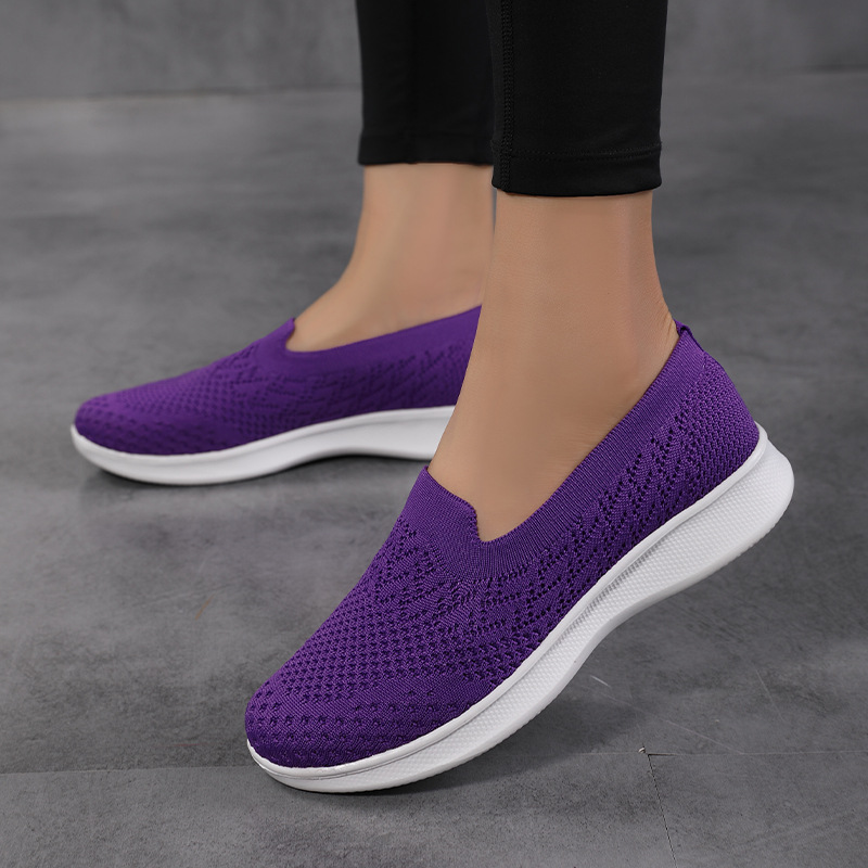 Zapatos casuales deportivos para mujer zapatos de mujer de talla grande 44 zapatos de madre primavera y otoño Zapatos para caminar transpirables zapatos tejidos voladores zapatos de malla de boca baja 43