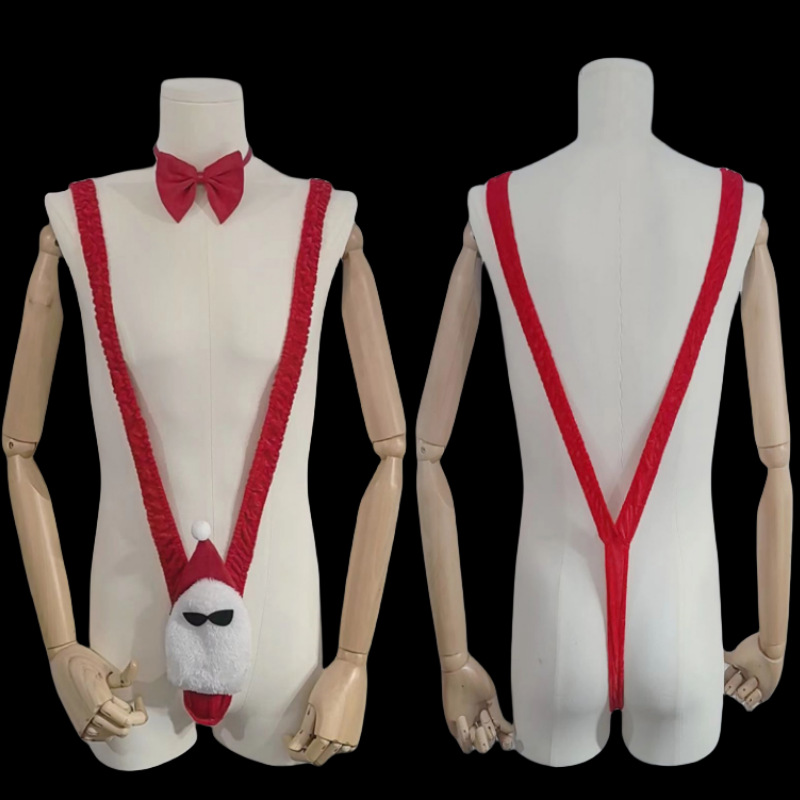 Christmas jumpsuit + butterfly bow tie