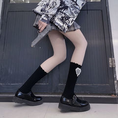 Summer Women's Korean-Style Check Heart Crew Socks Ins Trendy Japanese Student Cute White JK Calf Socks Cotton Socks