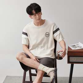 纯棉睡衣男款夏季2024新款简约短袖短裤大码夏天家居服