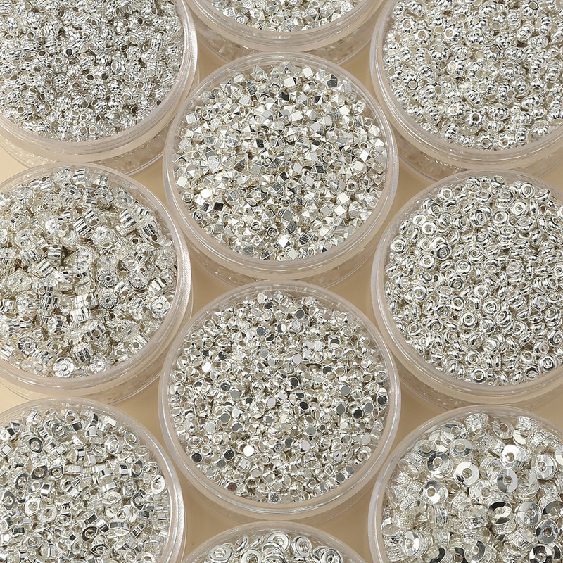 Broken silver several two thick silver plated loose beads square triangular beads diy handmade beaded material jewelry bracelet accessories