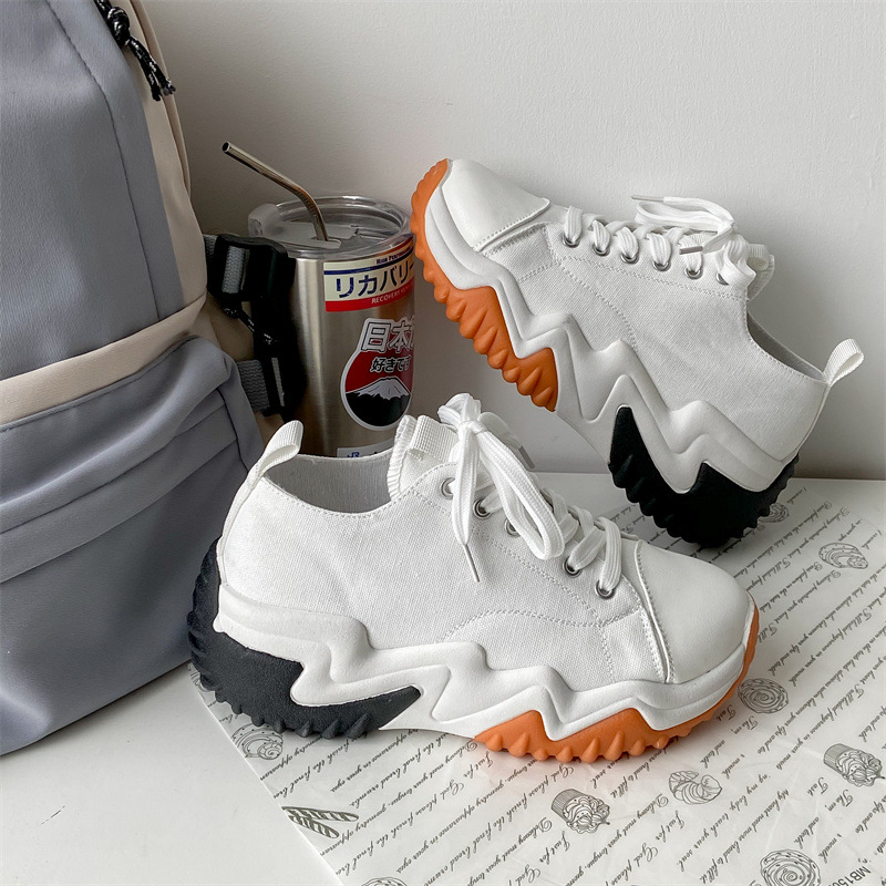 P Scarpe di tela dal taglio basso Donna Estate Nuova tavola Muffin con la suola spessa Papà a dente di sega Studentessa_voghion.com