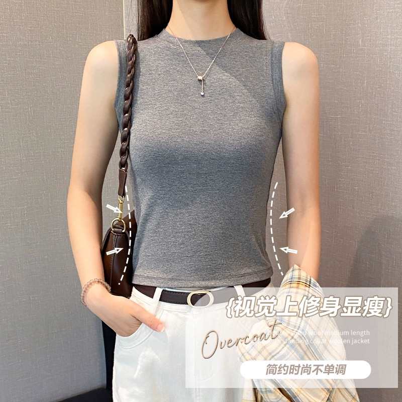 韩版小圆领吊带背心女夏季内搭修身遮副乳显瘦外穿无袖上衣|undefined