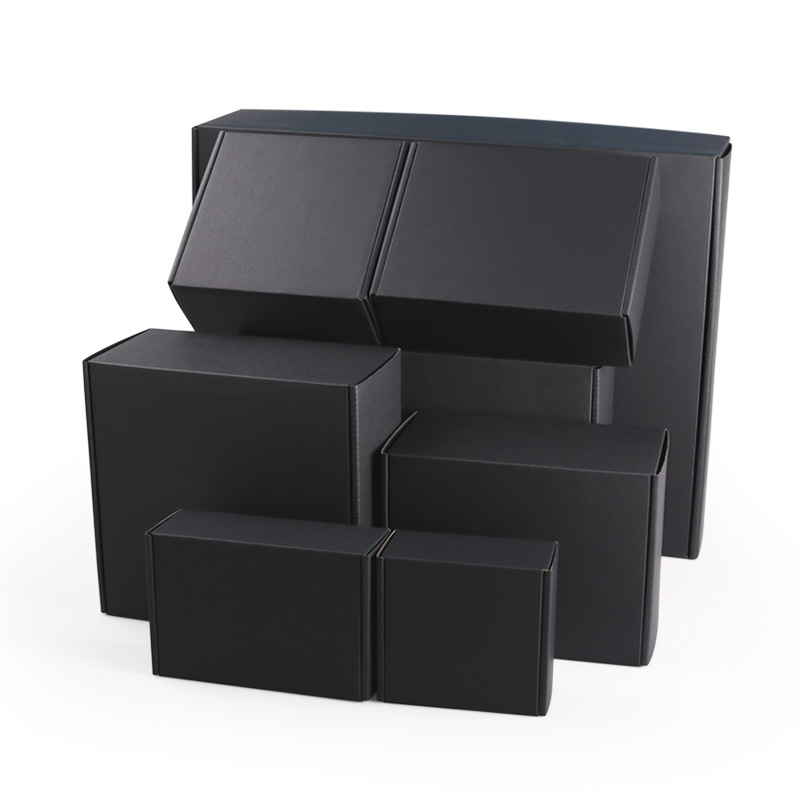 Cajas de cartón corrugado de doble cara negras en stock, cajas de cartón corrugado extra rígidas de tres capas, cajas de embalaje corrugado para pequeños lotes, cajas de Amazon.