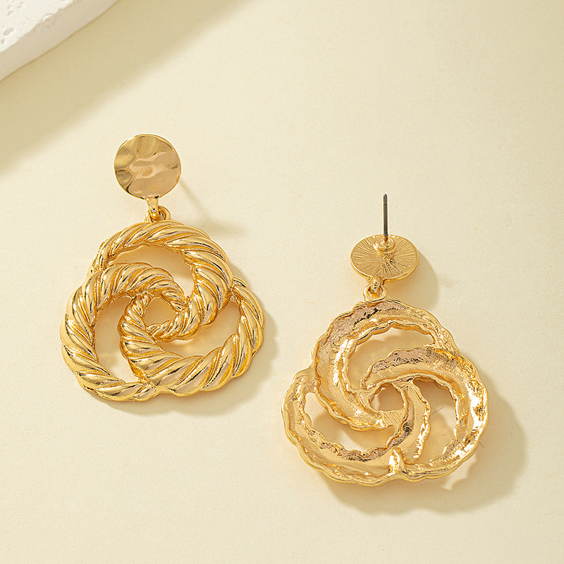 Wholesale Jewelry Vintage Style Circle Solid Color Alloy Plating Drop Earrings display picture 5