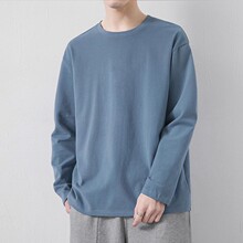 清仓捡漏长袖T恤男装秋季新款潮流圆领打底衫休闲百搭外贸上衣男