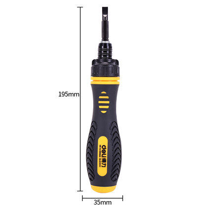Deli ratchet driver screwdriver dual-purpose cross one-head multi-function screwdriver telescopic screwdriver fast-labor saving