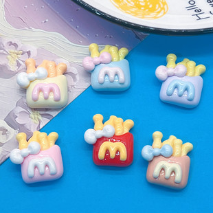 Bright Color Bow French Fries Hairpin Hair Rope Mobile Phone Case DIY Clothing Shoe Buckle Handmade Material Resin Accessories