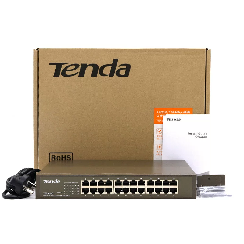Тенда Tengda TEF1024D 100M 24 порта сетевой конвергенции промышленный коммутатор распределитель кабель