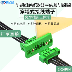 壁式ハンダレス端子15edgw c-3.81 mm 2-24p差込パネル固定グリーン端子