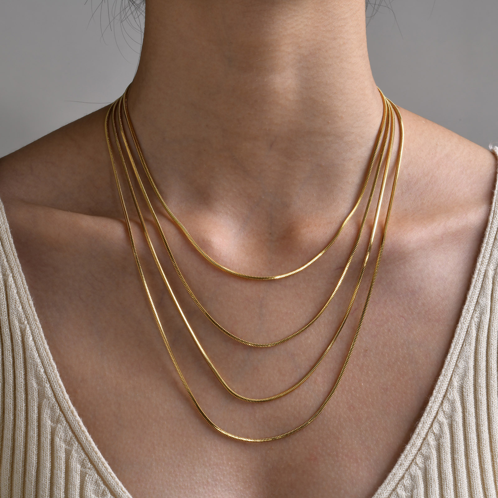 10g Weight PVD Coated Gold Plating Process Wholesale Jewelry Basic Classic Style Geometric Titanium Steel Plating Necklace