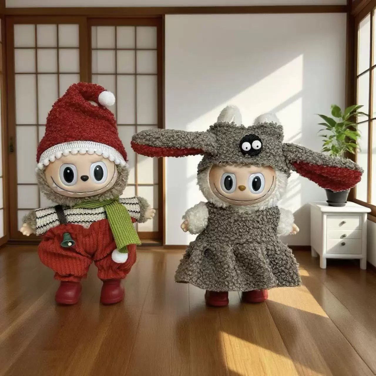 labubu娃衣服一二三代搪胶盲盒毛绒挂件拉布布玩偶公仔万圣诞套装