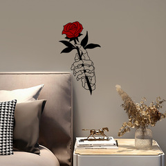 跨境情人節手拿玫瑰臥室餐廳牆面家居背景牆裝飾牆貼自粘防水貼紙