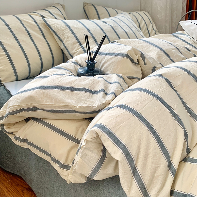 Algodón simple, algodón lavado con agua, cuatro piezas, 100 sábanas de algodón, dormitorios de estudiantes, tres piezas de cama