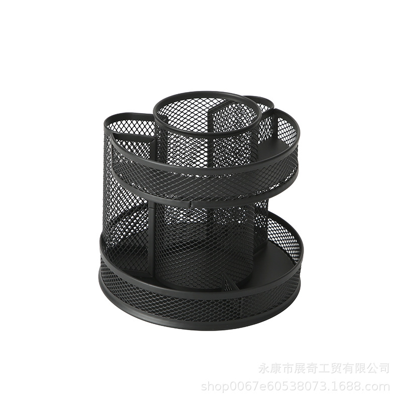 회전 펜 홀더 철 메쉬 금속 보관 상자 철 펜 홀더 그리드 크리 에이 티브 간단한 다기능 사무 용품 펜 홀더