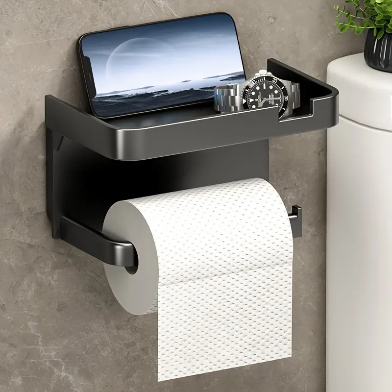 Perforación libre de toallas de baño estante de papel de baño caja de papel de baño estante de pared tipo baño doméstico teléfono móvil rodando estante de papel tubo de papel
