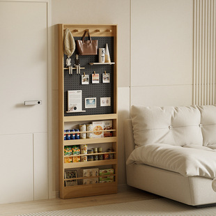 Ultra-Thin Storage Rack Behind Perforated Board Door, Storage Cabinet Behind Door, Bookshelf, Solid Wood Punch-Free Sandwich Cheese Floor-Standing Narrow Cabinet