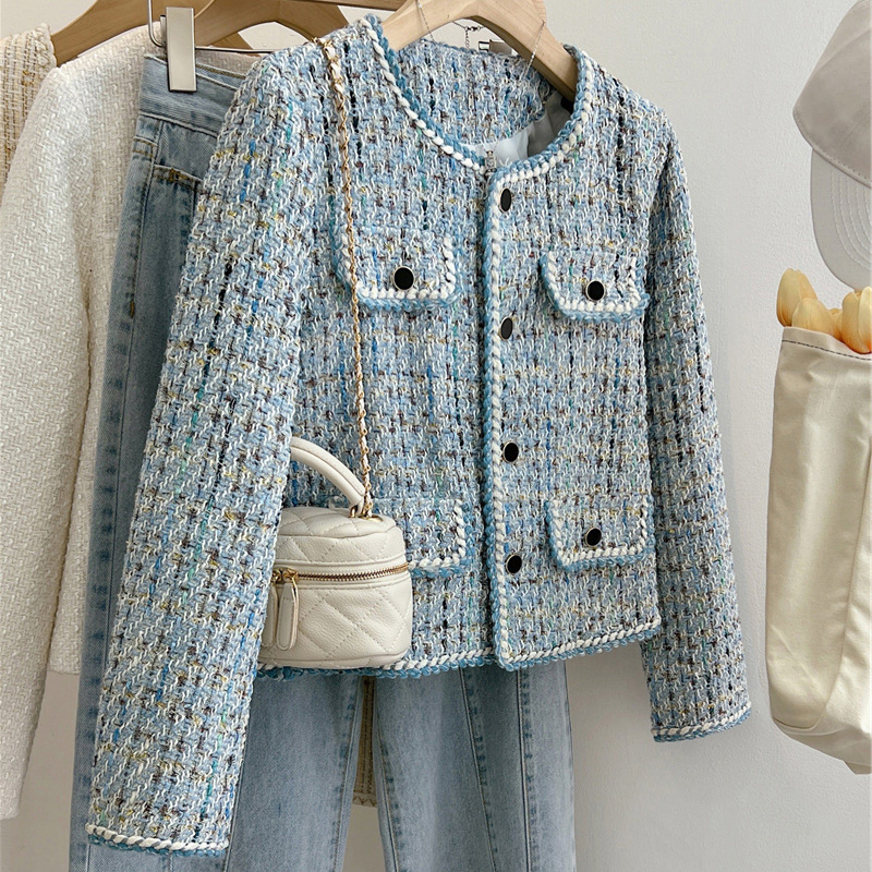 Giacca da donna per donna primavera e autunno nuovo temperamento francese di alta qualità tweed corto autunno top_voghion.com