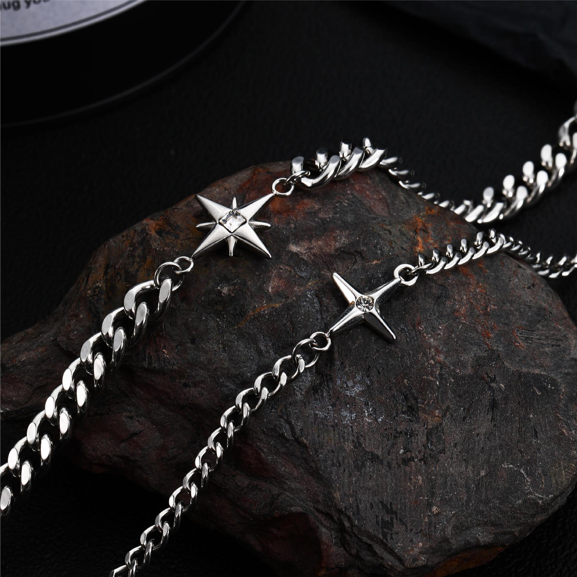 Titanium Steel Casual Simple Style Star Polishing Inlay Zircon Necklace display picture 5