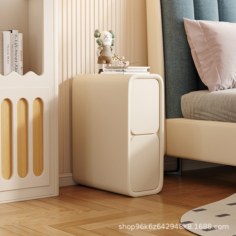 Ultra-Narrow Bedside Table All Solid Wood Cream Style Normcore Mini Small Cream Style Accessible Luxury Simple Modern Bedside Cabinet