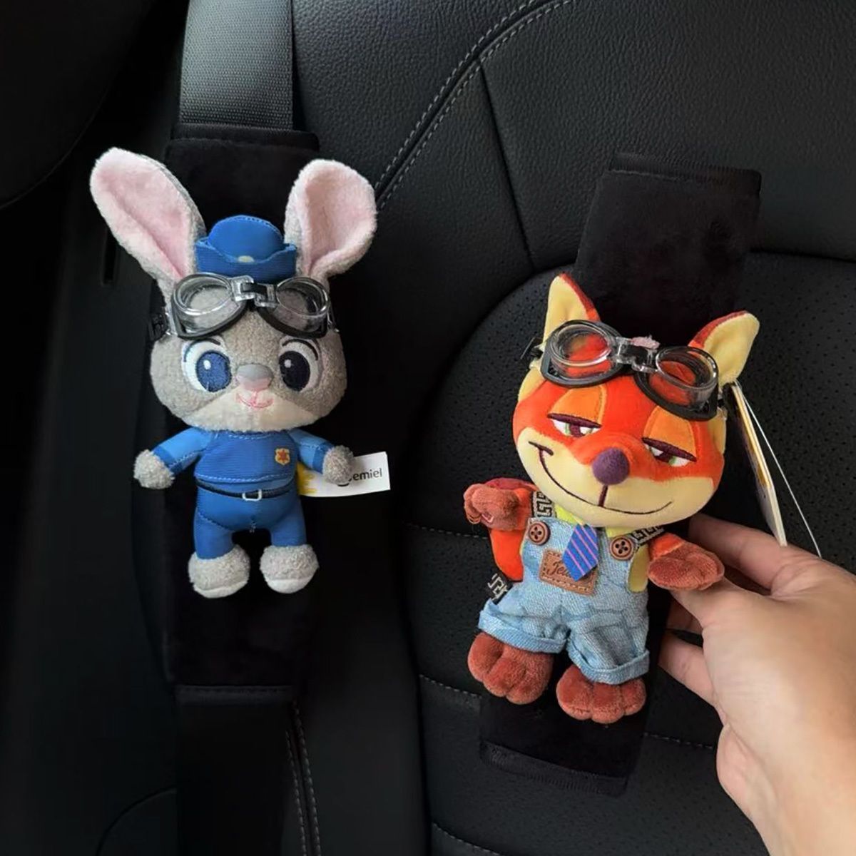 Car Seatbelt Shoulder Pads for Zootopia Judy and Nick, Cute Car Seatbelt Interior Decoration for Couples