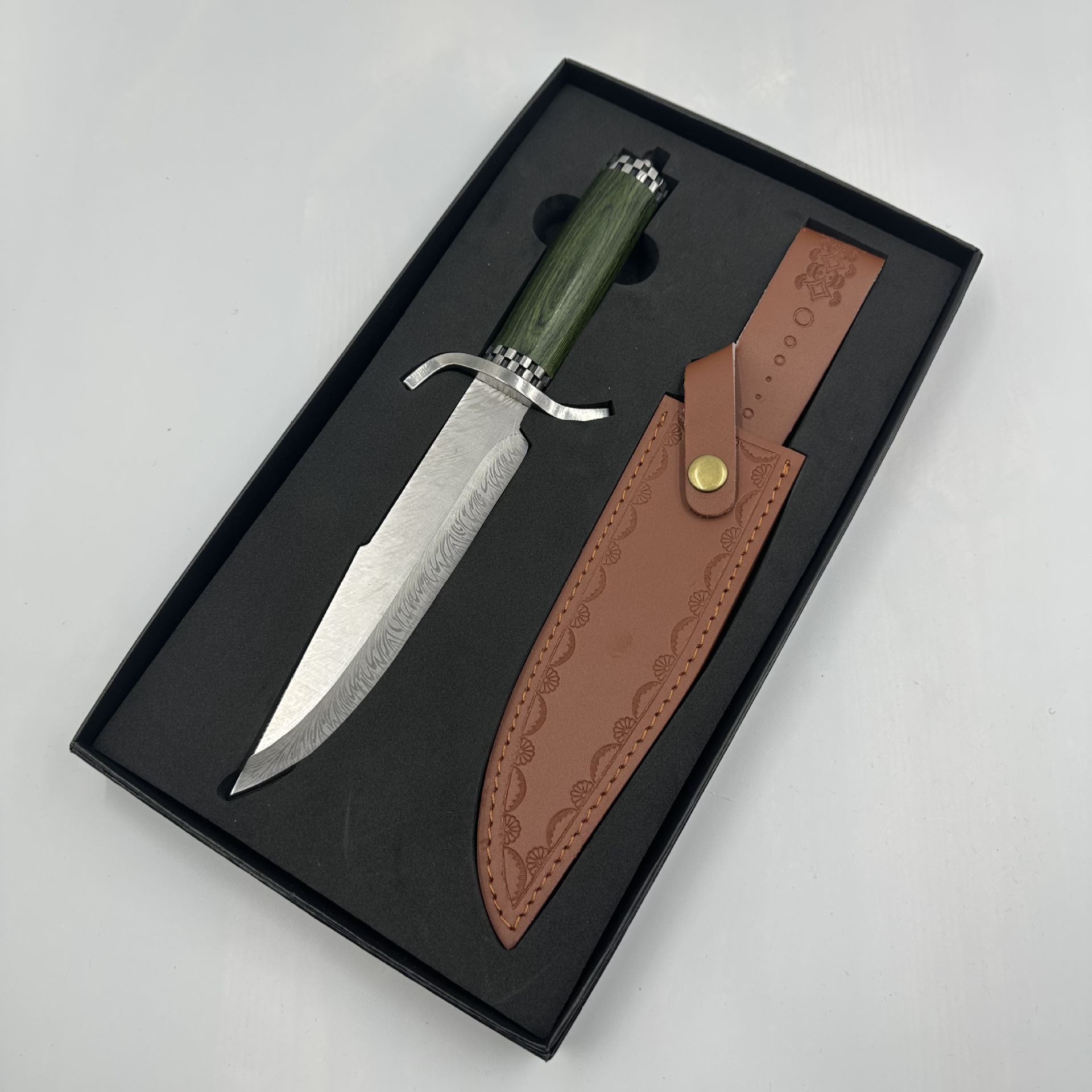 Qianyu 녹색 직선 칼 + 고급 선물 상자