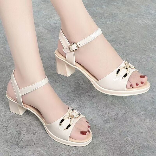 Fashionable sandals made of soft leather with a strap