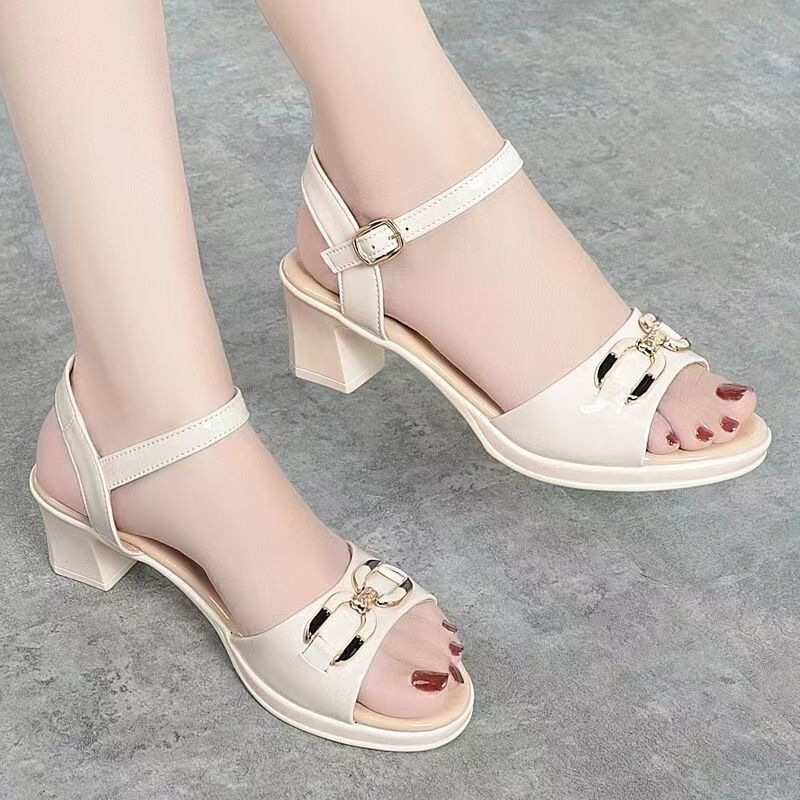 Fashionable sandals made of soft leather with a strap