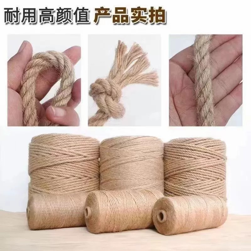 Cordón de yute tejido de pelo lacio de fábrica 1-60mm decoración de bricolaje hilo retro cordón de cáñamo tejido a mano duradero