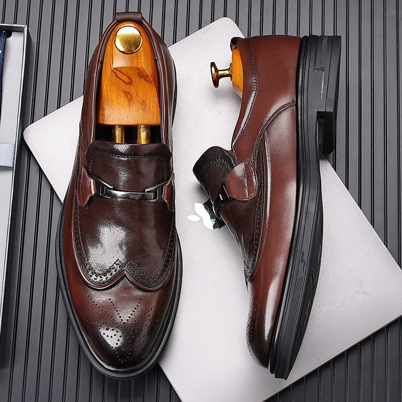 Брок резная мужская обувь бизнес повседневная обувь британская универсальная дышащая дерби кожаная обувь ручной работы свадебная обувь