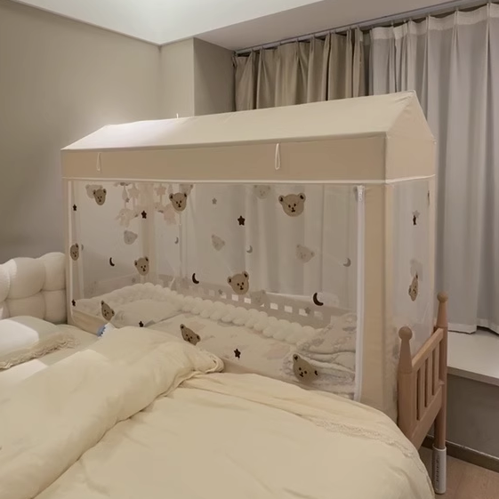 ♔ Customized Children's Bed Anti-Fall Mosquito Net, Size-Adjustable Bed, Tatami, Yurt-Style Baby Crib with Full Bottom Protection