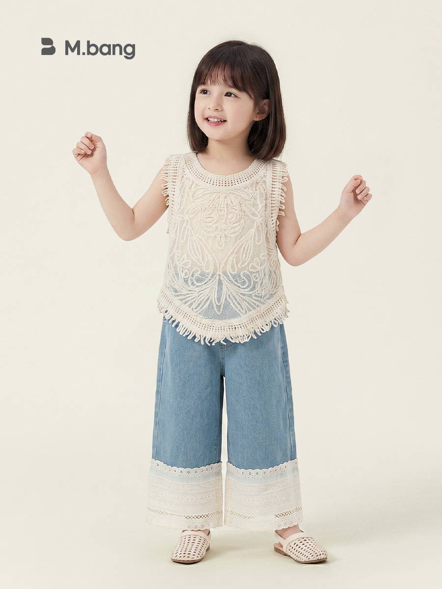 Youbao ropa para niños estilo coreano vacaciones verano niñas chaleco sin mangas chaleco de punto para niños chaqueta hueca ropa exterior delgada