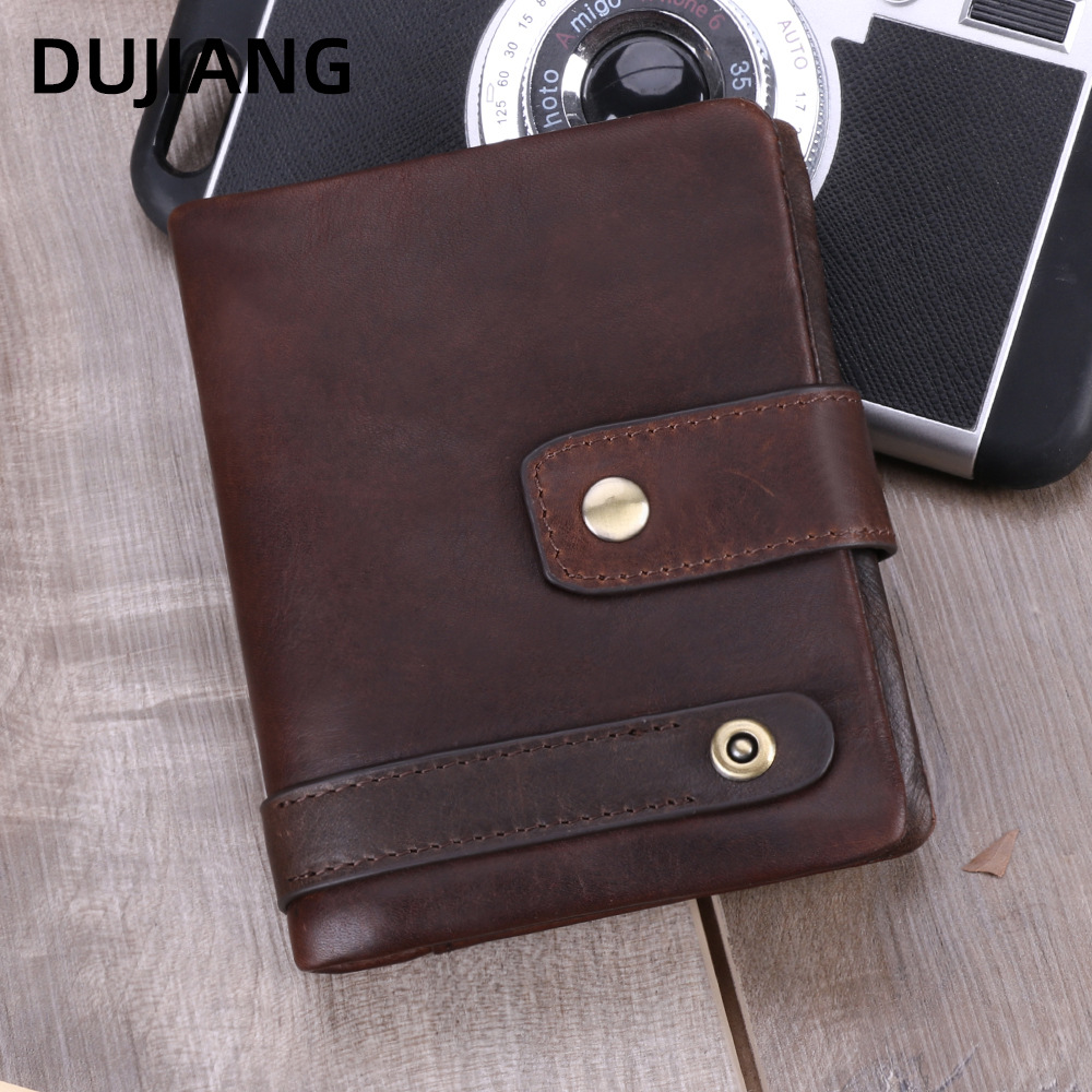 Cross-Border Best-Selling Genuine Leather Wallet Short Zipper Bag Coin Purse Multi-Card Slot Rfid Card Holder Retro Men's Wallet