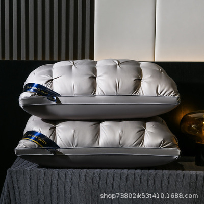Hotel five-star hotel version feather velvet neck pillow core adult non-collapsing bread pillow wholesale one-piece drop shipping