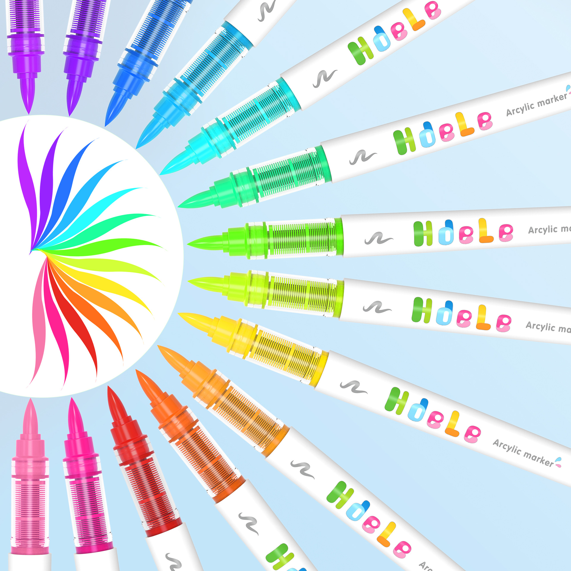 Pincel acrílico lineal multicolor Huidele 639 Papel impermeable Pincel especial para pintura de estudiantes