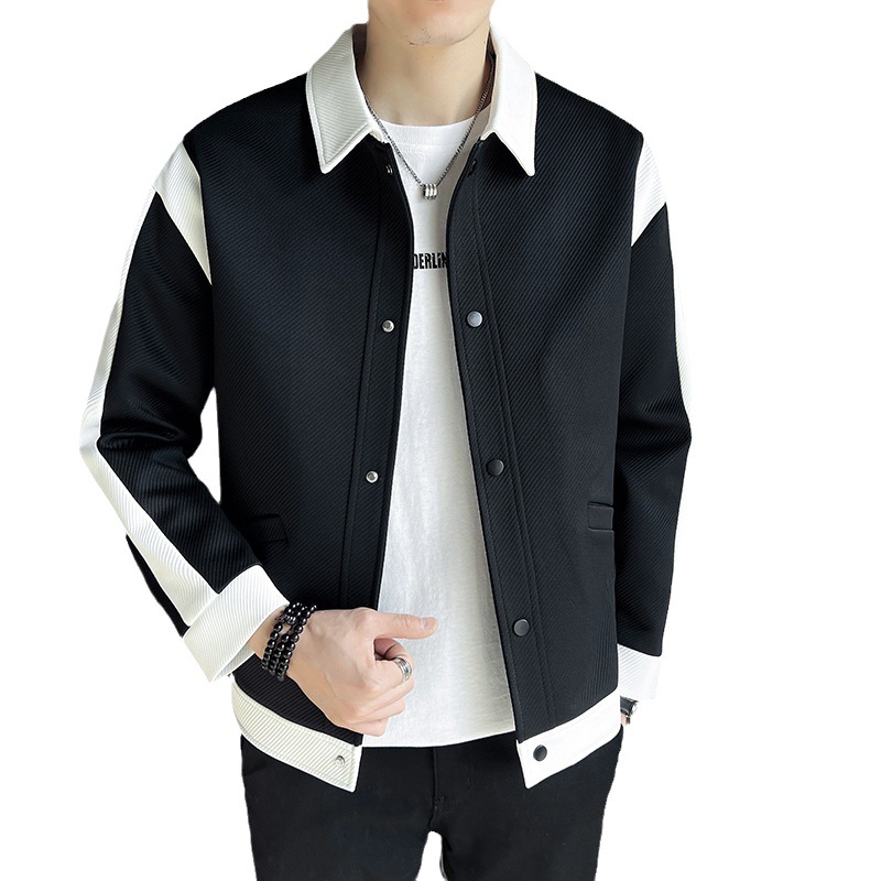 Abrigo de primavera y otoño de los hombres 2023 nueva costura marca de moda pu Shuai solapa chaqueta de los hombres chaqueta casual de los hombres de primavera