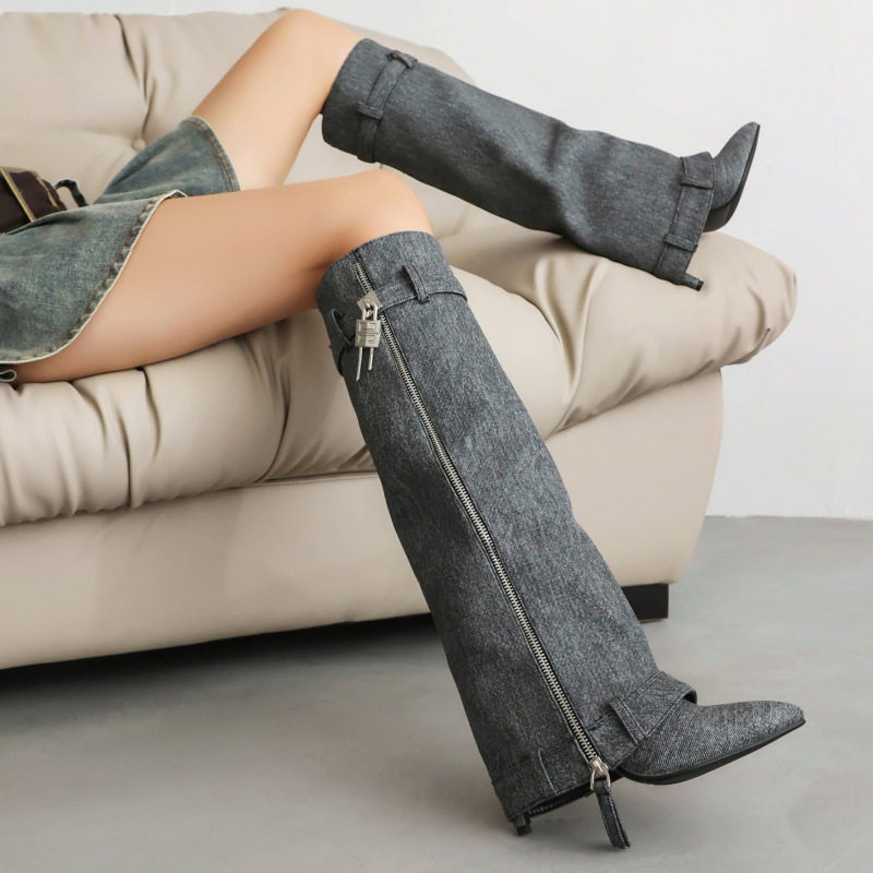 33-46 Cross-Border Export Wish Aliexpress Sexy Women's High Stiletto Pointed Toe Pants Leg Boots Sleeve Cowboy Boots Z506 33-46 Cross-Border Export Wish Aliexpress Sexy Women's High Stiletto Pointed Toe Pants Leg Boots Sleeve Cowboy Boots Z506