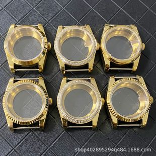 Watch Accessories Case 36/39mm Bottom PVD Gold Oyster Constant Dog Teeth Ring Adapted to NH35/36 Movement