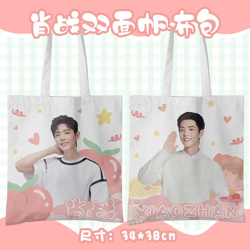 肖战周边同款应援购物袋子手提袋帆布包女单肩包学生书包批发