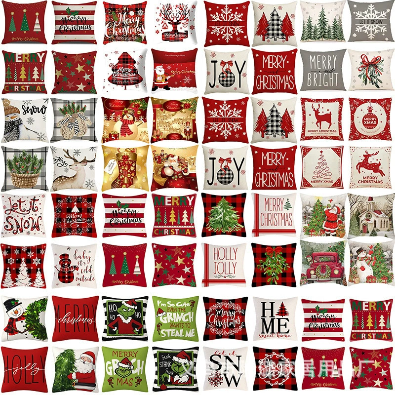 Amazon трансграничный temu новый рождественский подушка подушка подушка для украшения дома короткий плюшевый льняный принт наволочка
