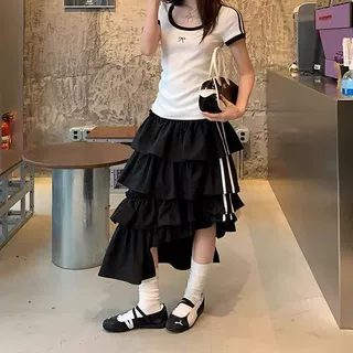 大码毛边牛仔半身裙女夏季新款胖妹妹高腰显瘦防走光a字包臀短裙