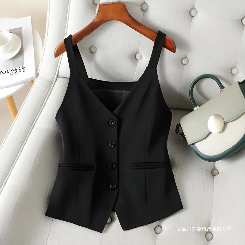Strappy Short Vest for Women Spring/Summer 2025 New Slimming Outerwear Thin Versatile Outerwear Small Vest