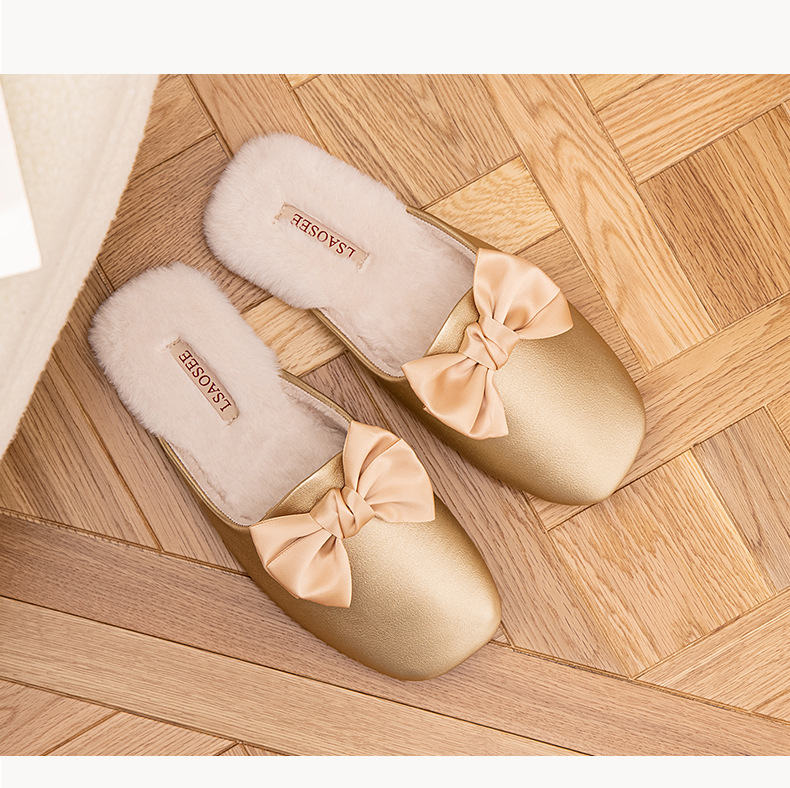 Unisex Basic Vintage Style Bow Knot Round Toe Cotton Slippers display picture 1