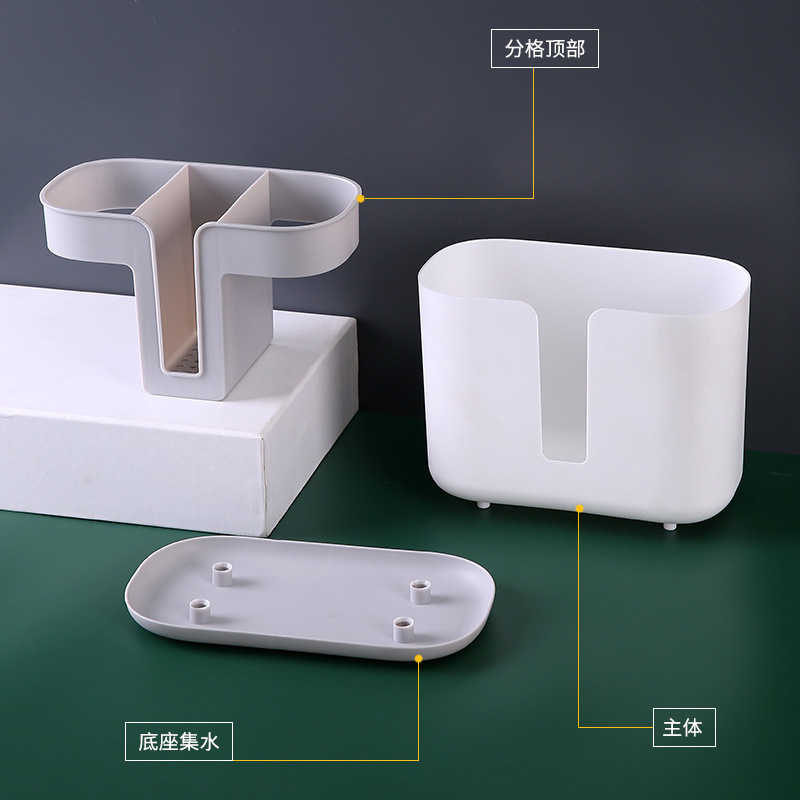 キッチン 3 コンパートメント箸ケージ二層取り外し可能なスプーン収納ラックデスクトップ箸とスプーン排水ラック家庭用箸ホルダー|undefined