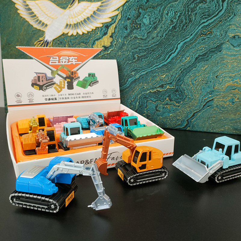 Alloy car display box engineering car suit pocket car 1-64 pull back excavator forklift pull back ca Alloy car display box engineering car suit pocket car 1-64 pull back excavator forklift pull back ca